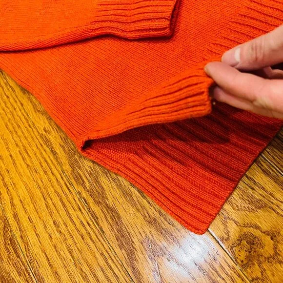 Vintager Polo Ralph Lauren Cashmere Blend Orange Turtleneck Sweater Size S - Picture 3 of 16